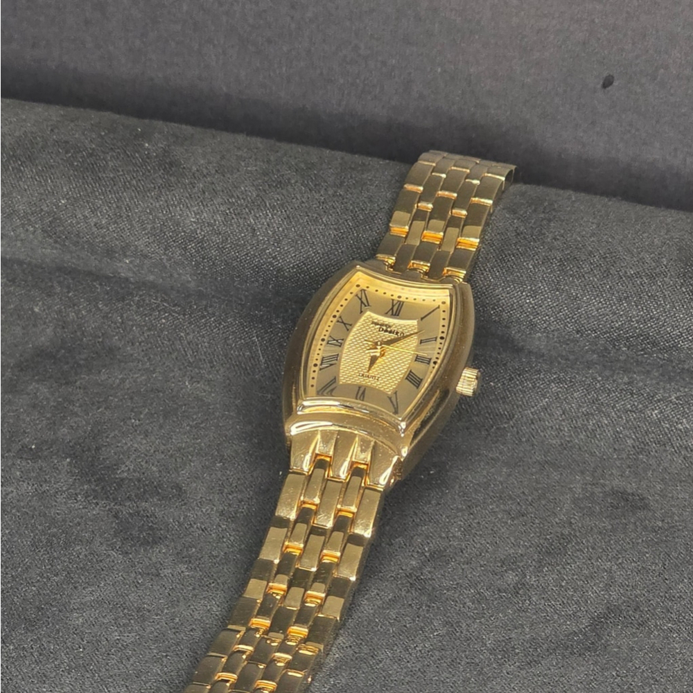 Steel by Design Watch Women OS Gold Tone Roman Numeral Swiss Parts Quartz